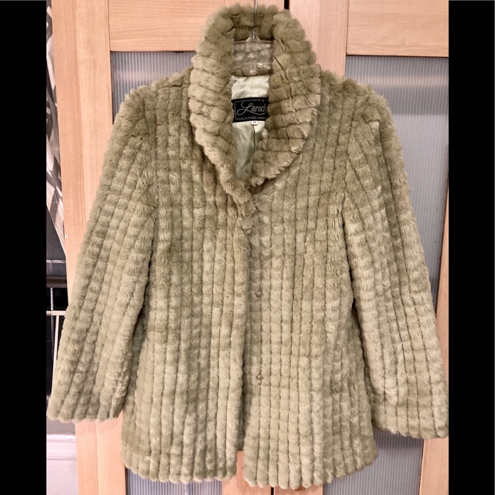 Faux fur light sage/mint green coat